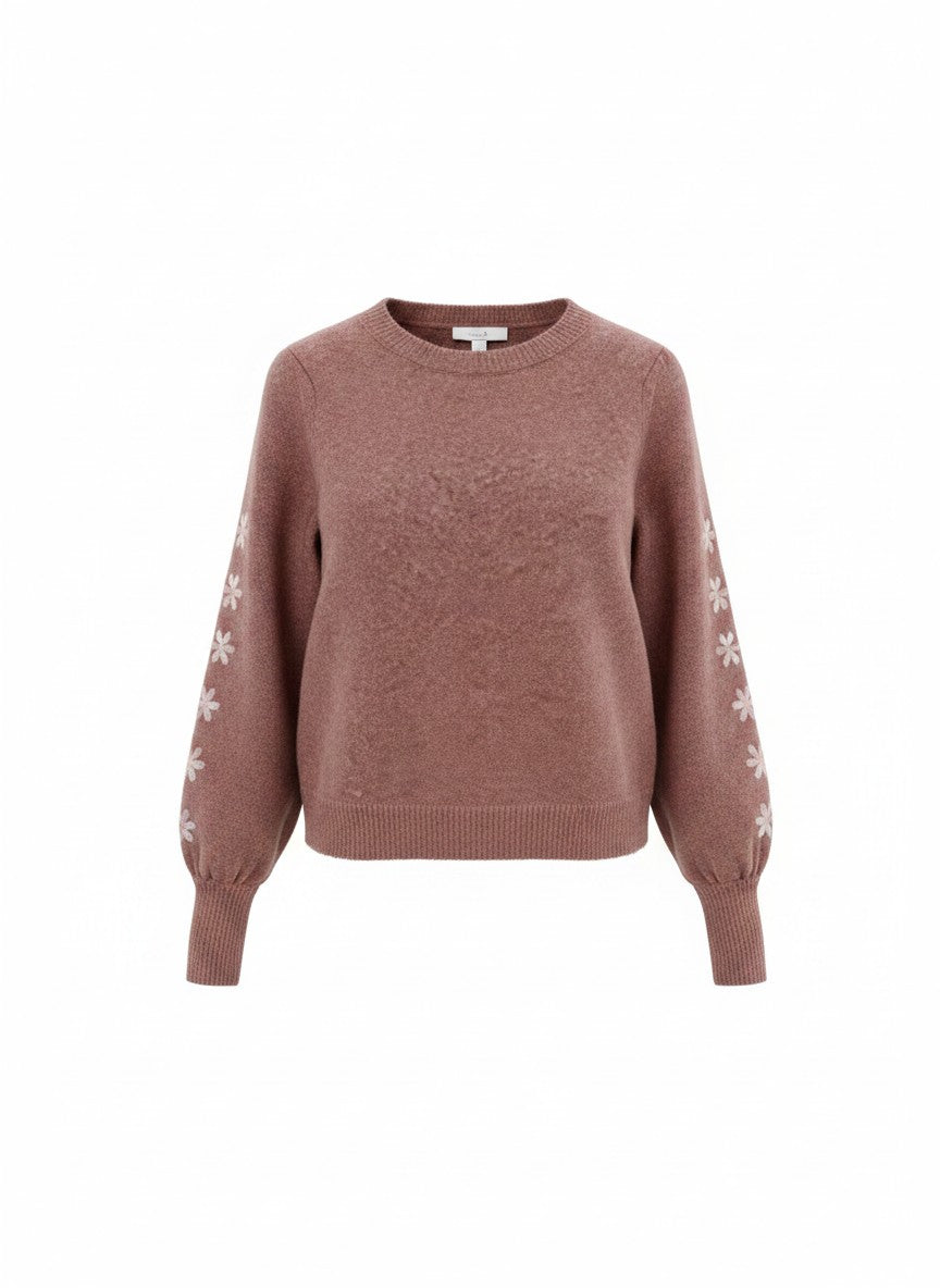 Trui Ima Flower Embroidery Knit | Mauve