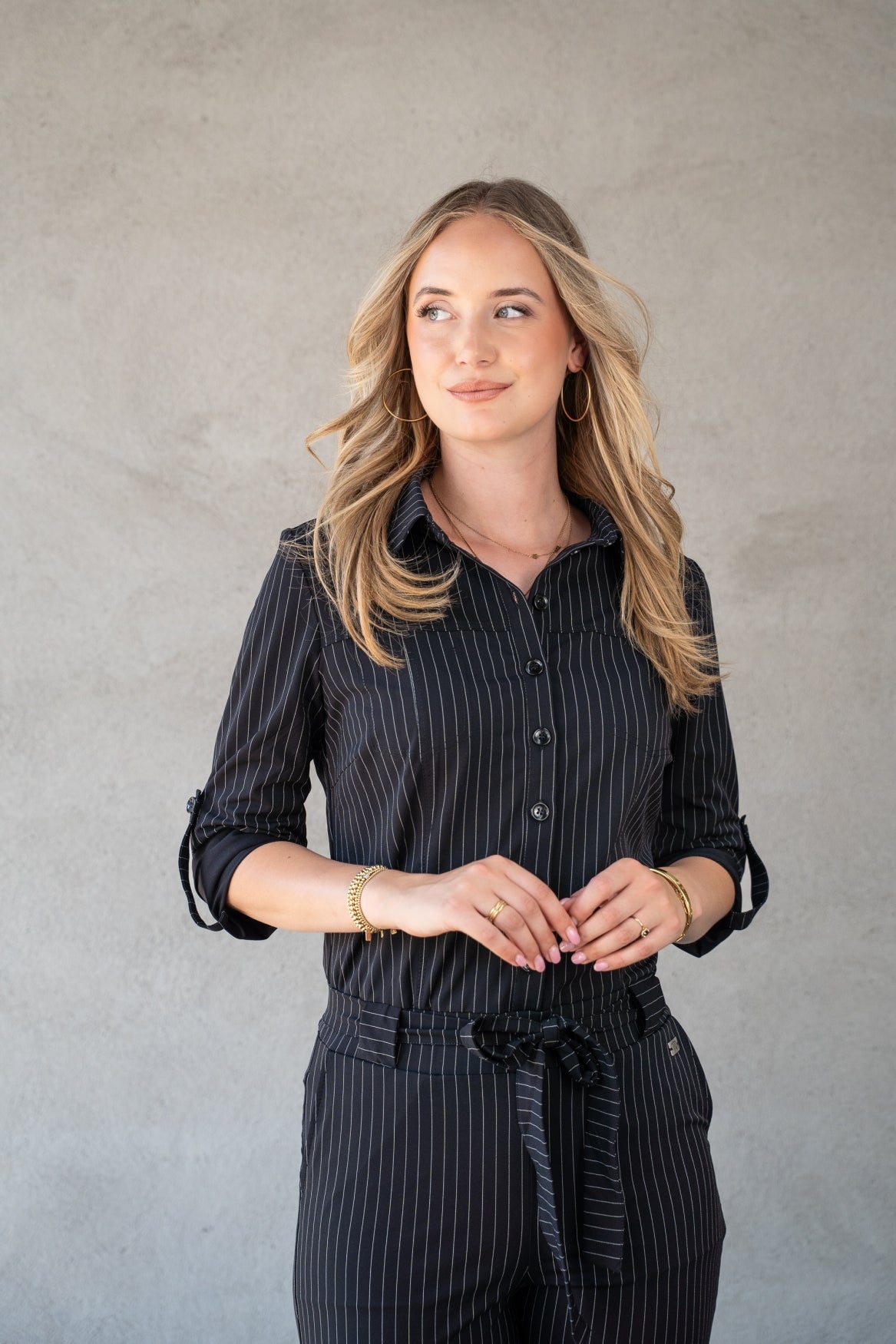 Mara LS | Pinstripe Black