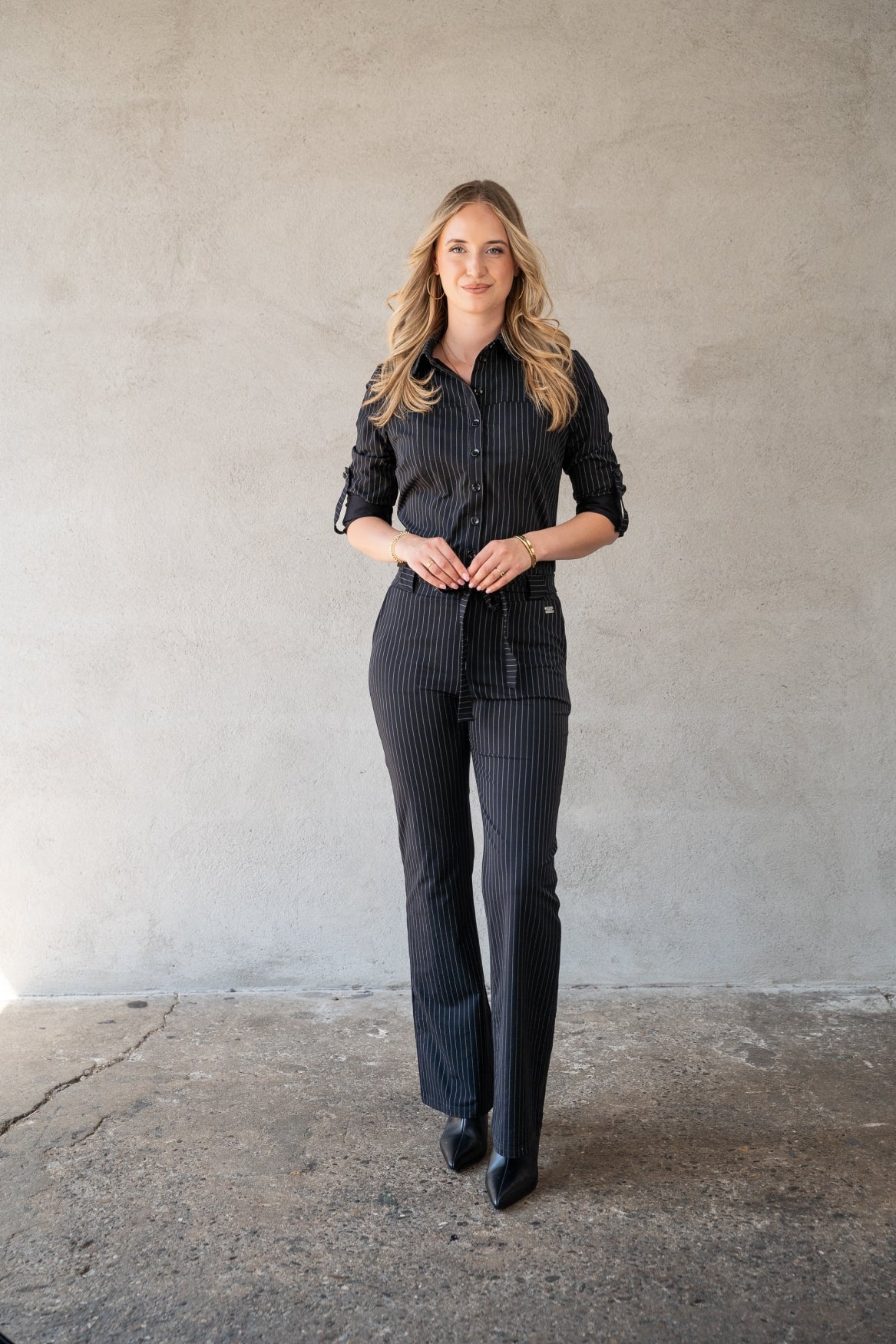 Mara LS | Pinstripe Black