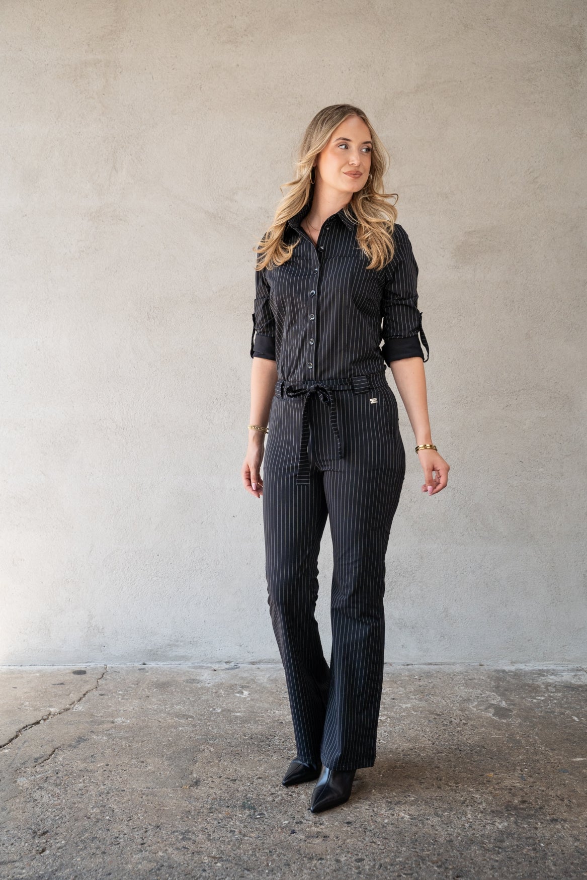 Mara LS | Pinstripe Black