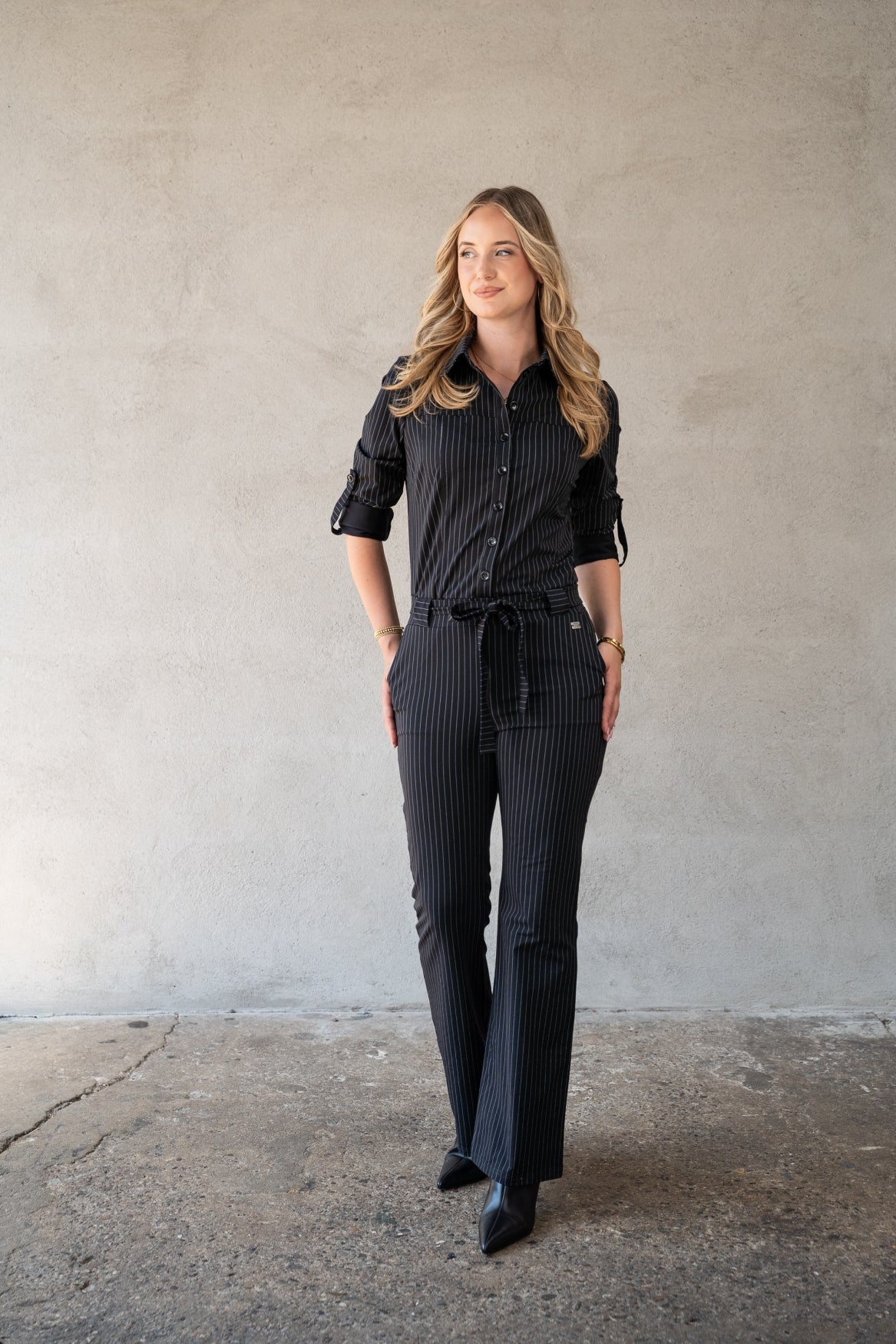 Mara LS | Pinstripe Black