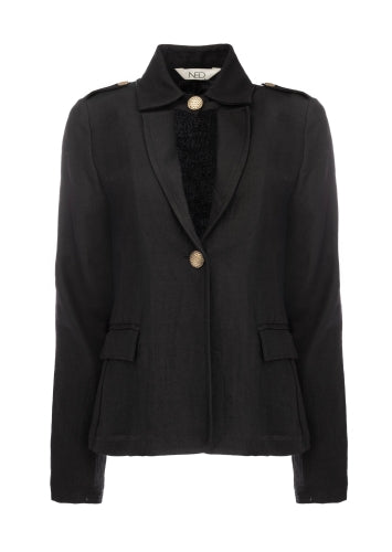 Blazer Nessa LS Twill Linnenlook | Black