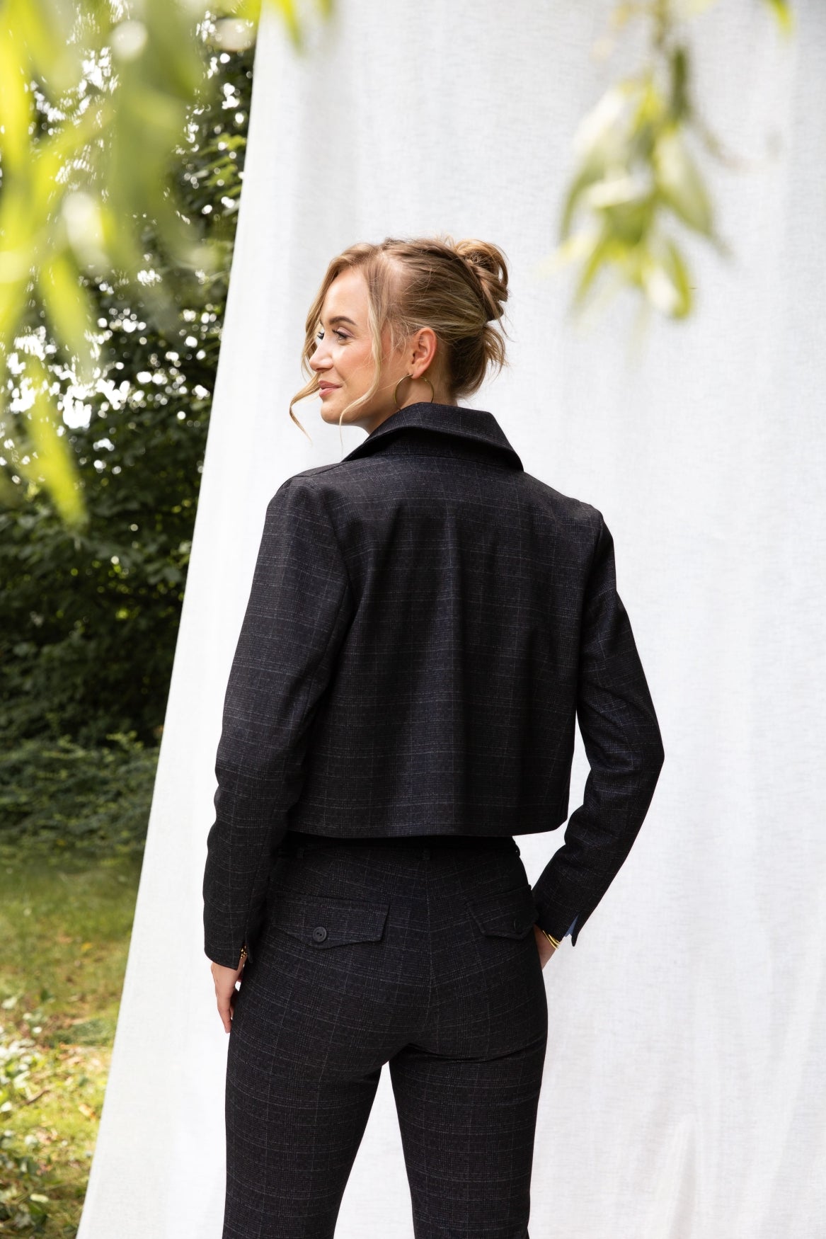 FleurK Small Check pdg | Grey-Black