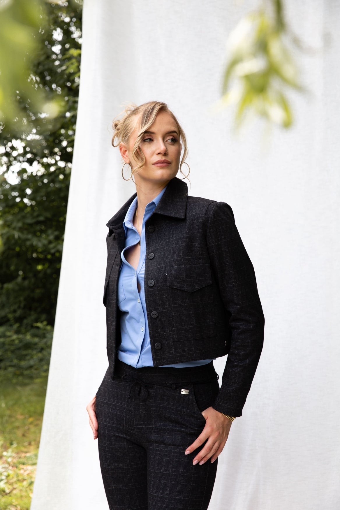 FleurK Small Check pdg | Grey-Black