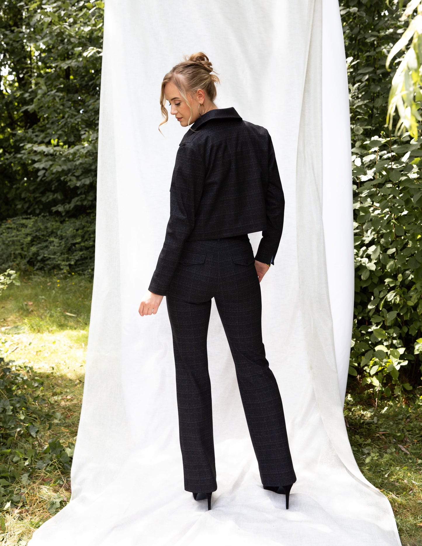 FleurK Small Check pdg | Grey-Black