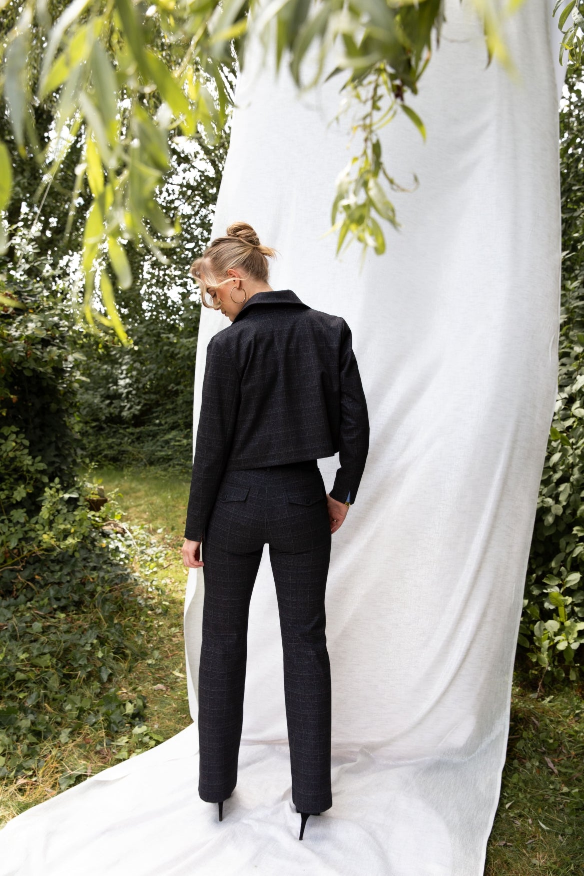 FleurK Small Check pdg | Grey-Black