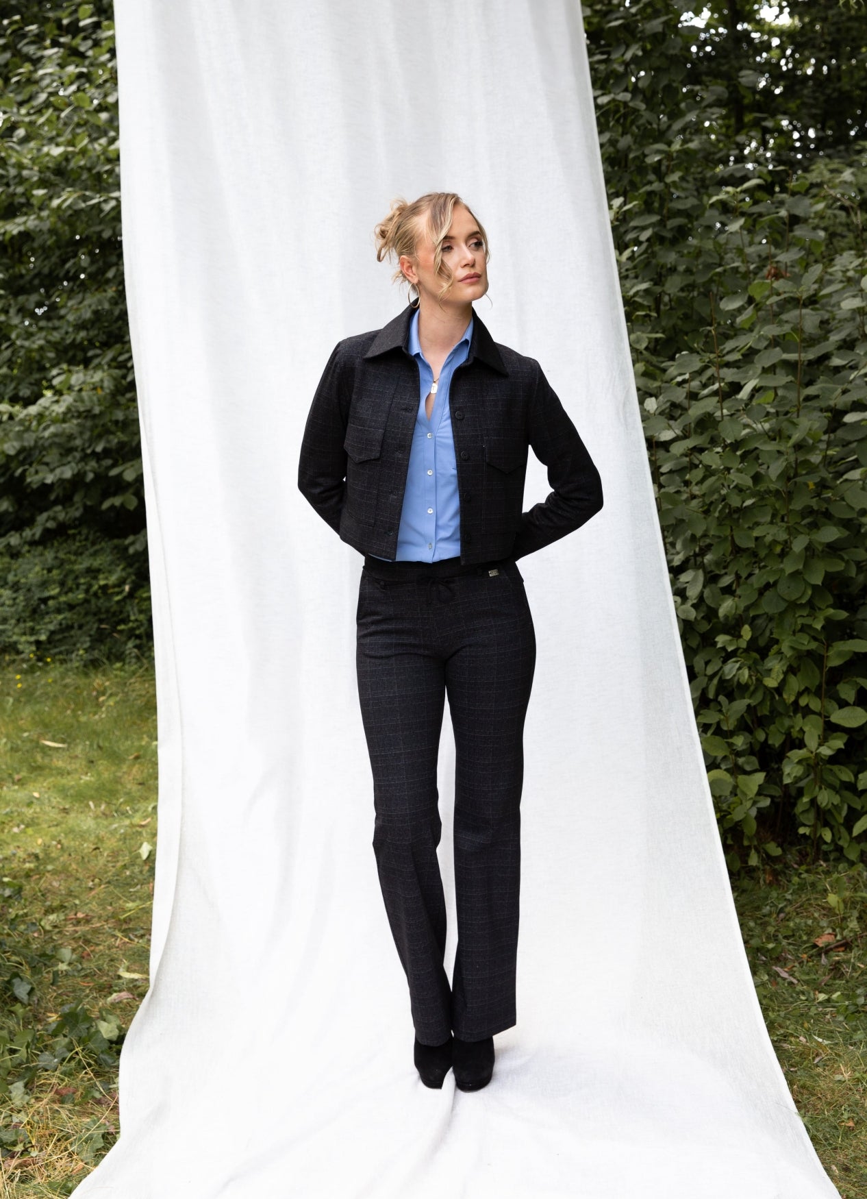 Romee Small Check pdg | Grey-Black