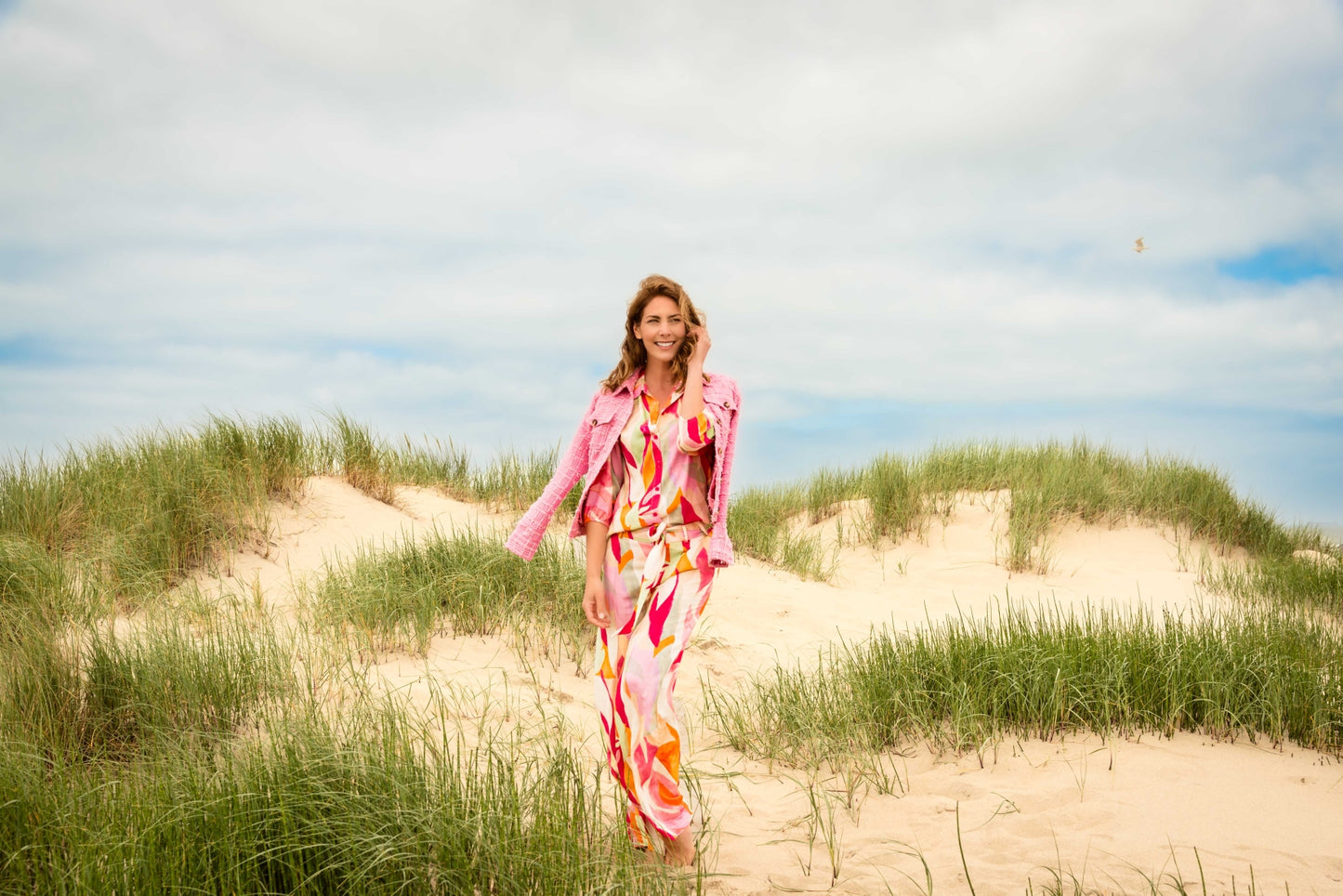 Mayliera 3/4 Pink Peacock Tropicana Linnenlook | Pink Peacock