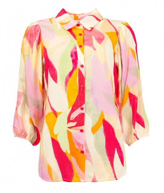 Mayliera 3/4 Pink Peacock Tropicana Linnenlook | Pink Peacock