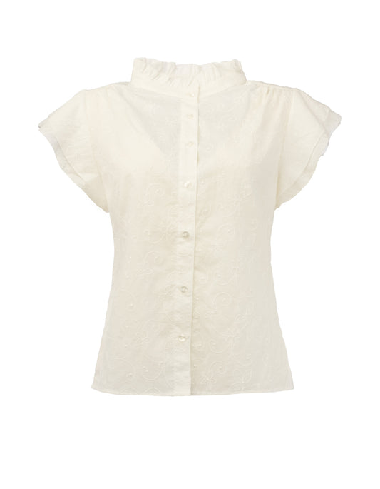 Rose LS-RMJ Cotton Embroidery | Optical White