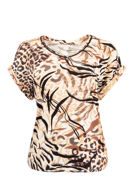 Nox P SS Taupe Animal Camouflage Tricot | Taupe