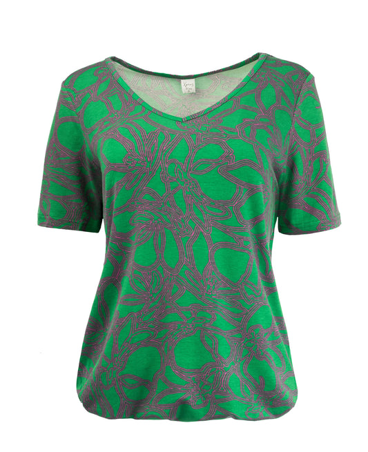 Xavier SS Green Double Lined Flower Tricot | Green