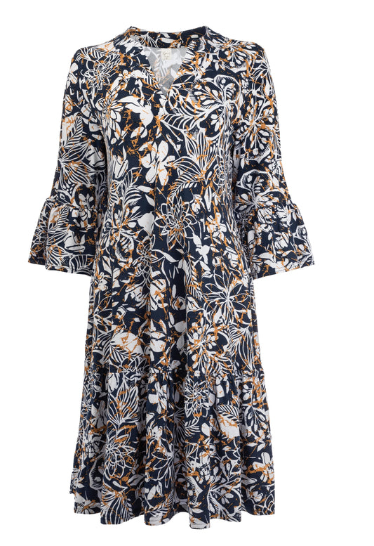 Rachelle 3/4 Marine Negative Flower Tricot | Marine