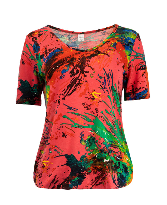 Xavier SS Pink Paint Spill Tricot | Pink