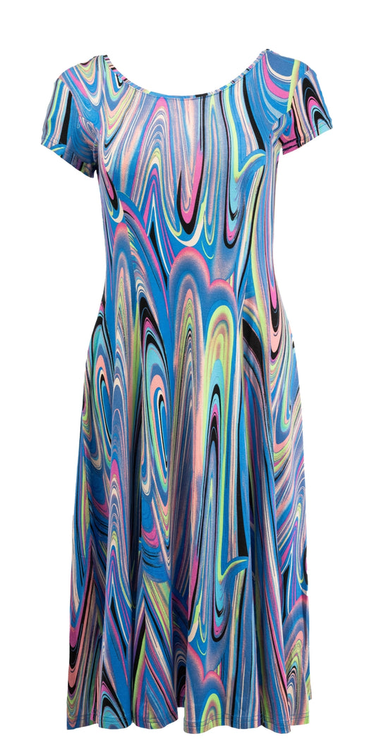 Evy Long SS Blue Psychedelic Waves  Tricot | Blue