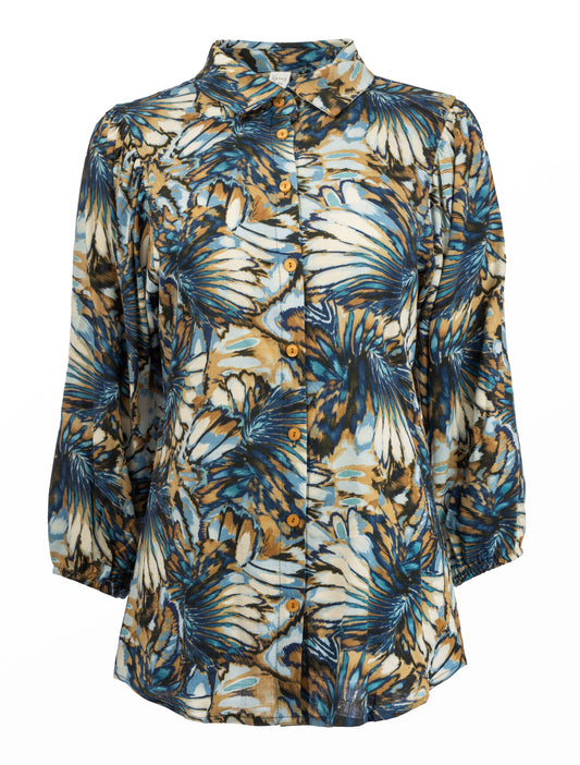 Mayliera 3/4 Brown Faded Flower Woven | Brown