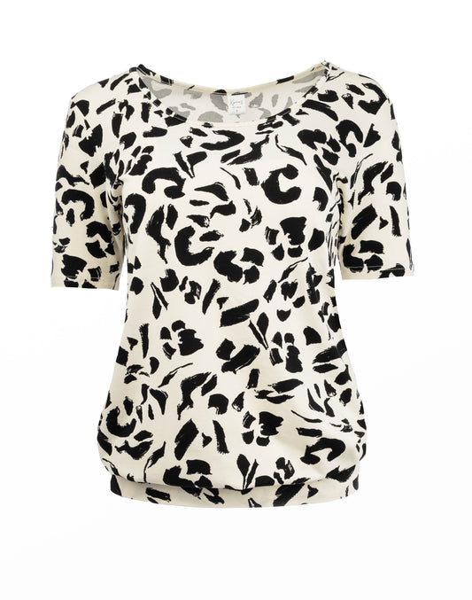 Ally P 1/2 SS Ecru Animal Tricot | Ecru