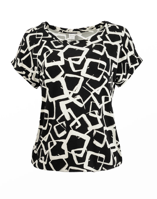 Brisia Plain SS Black Playful Squares Tricot | Black