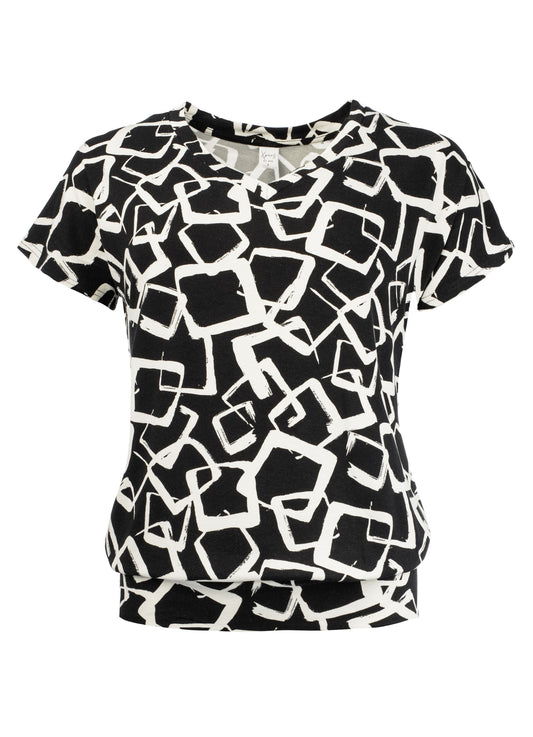 Mana SS Black Playful Squares Tricot | Black