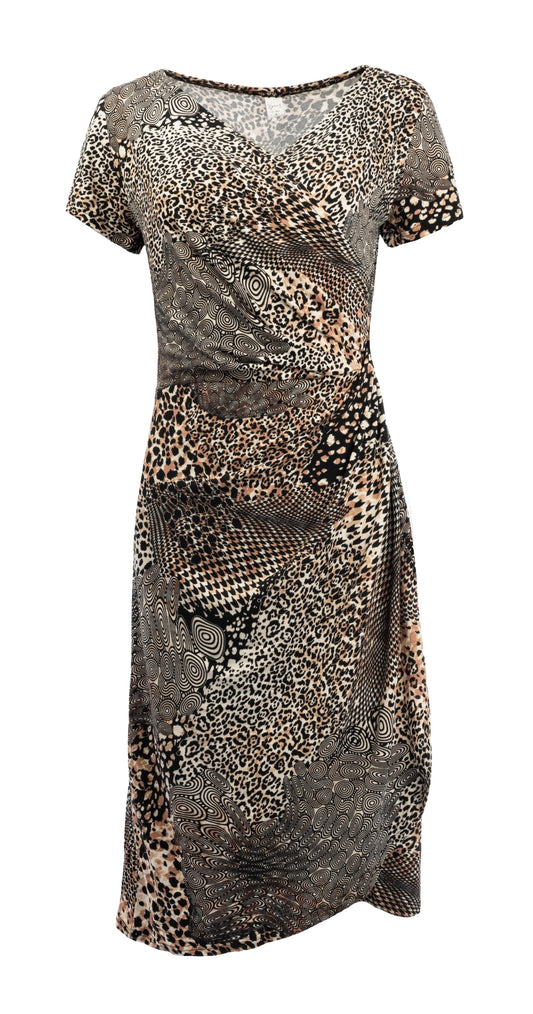 Janet Long SS Dk Sand Animal Mixed Patchwork  Tricot | Dark Sand