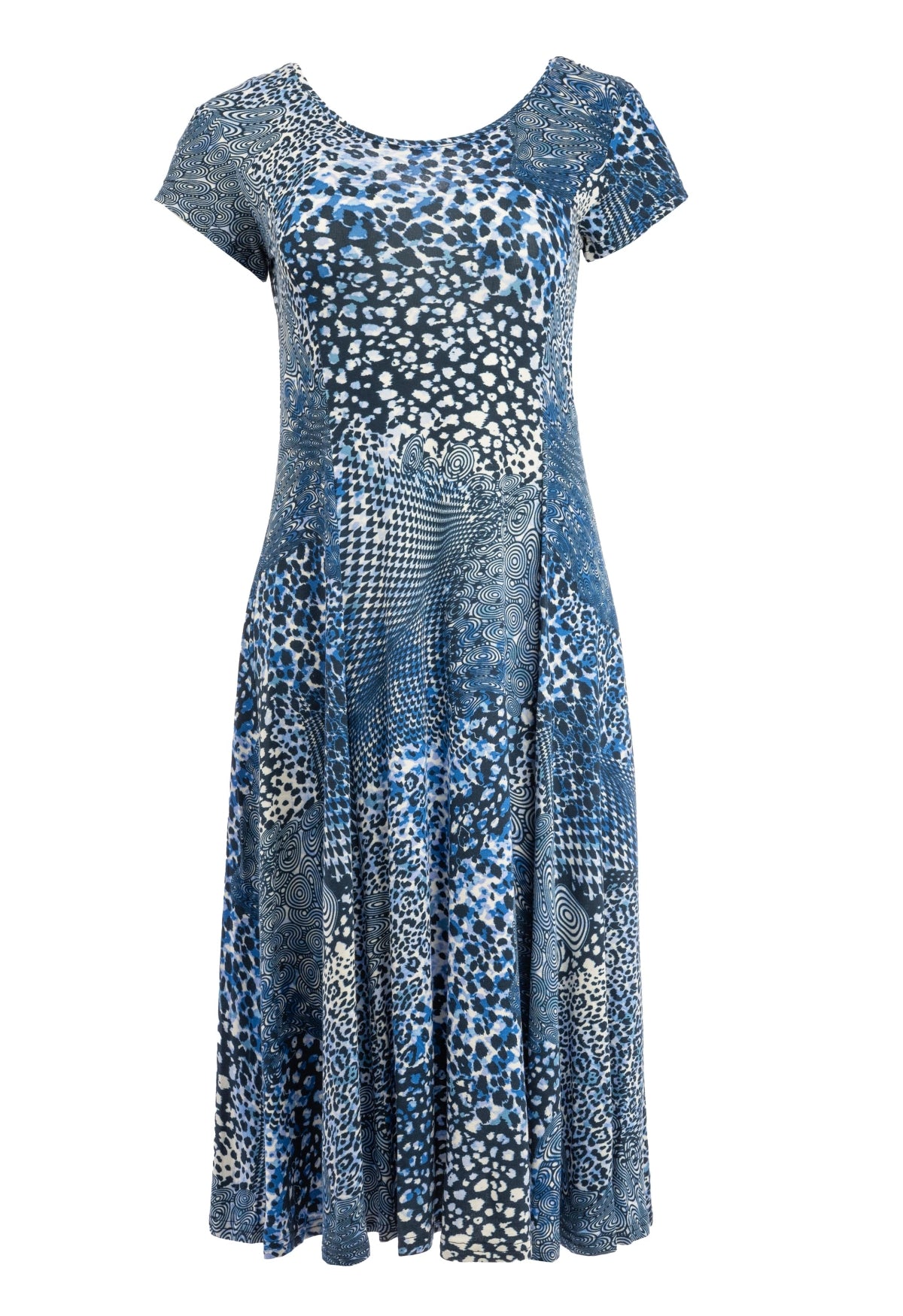 Evy Long SS Blue Animal Mixed Patchwork Tricot | Blue
