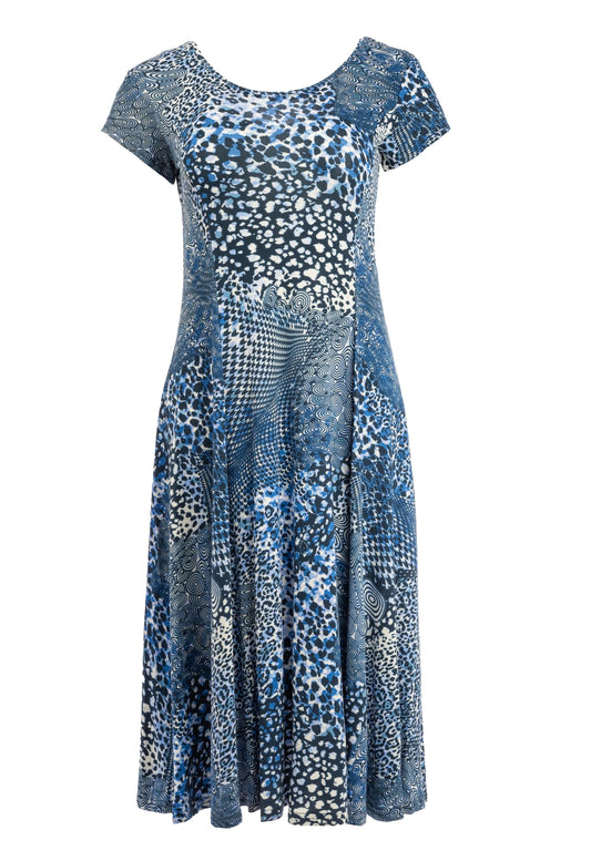 Evy Long SS Blue Animal Mixed Patchwork Tricot | Blue