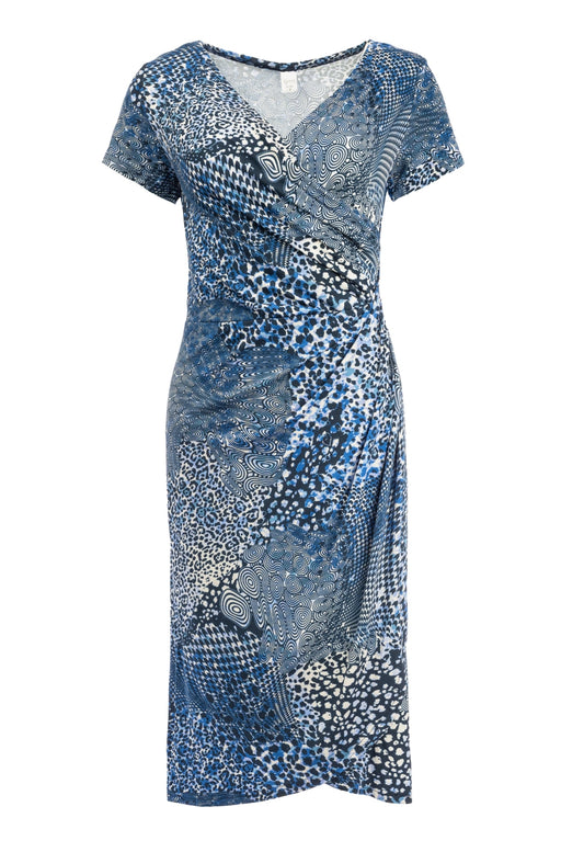 Janet Long SS Blue Animal Mixed Patchwork  Tricot | Blue