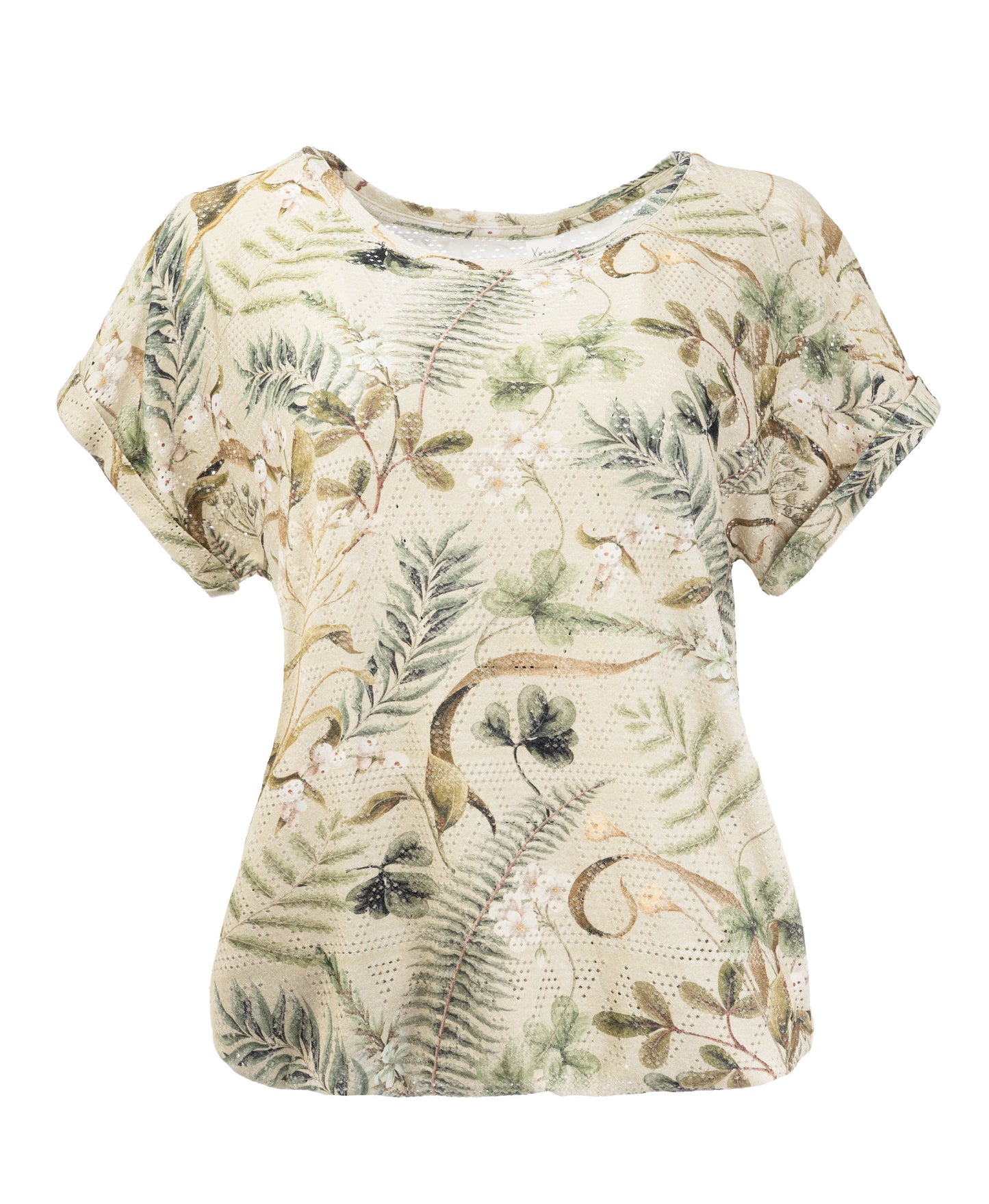 Brisia Plain SS Green Embroidery Fern Tricot | Green