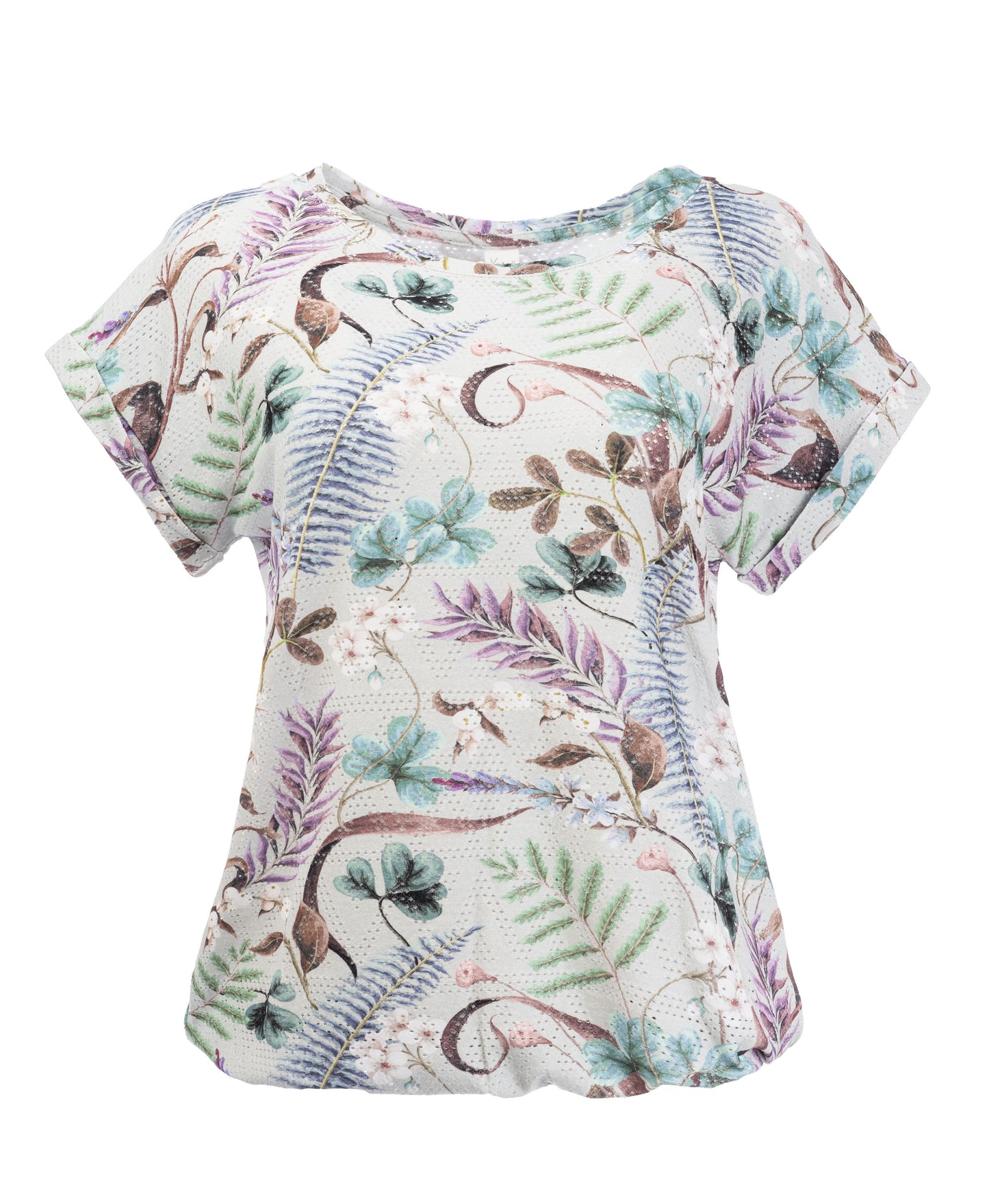 Brisia Plain SS Grey Embroidery Fern Tricot | Grey