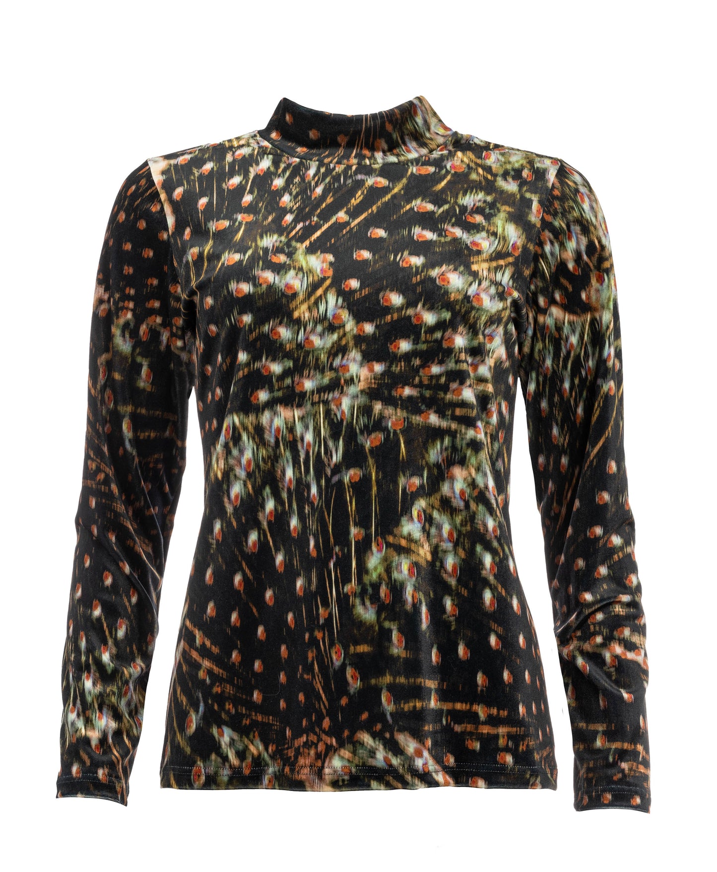 Milans Plain LS Backyard Beauty Forest Night Peacock Velour | Forest Night