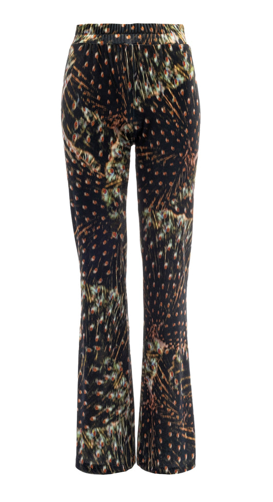 Ankie pant Backyard Beauty Forest Night Peacock Velour | Forest Night