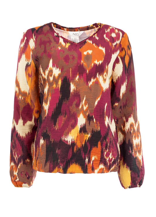 Nox-PW LS Beet Red Funky Ikat Woven | Beet Red