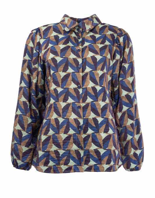 Mayliera LS Canal Blue Sea Style Shiny Woven | Canal Blue