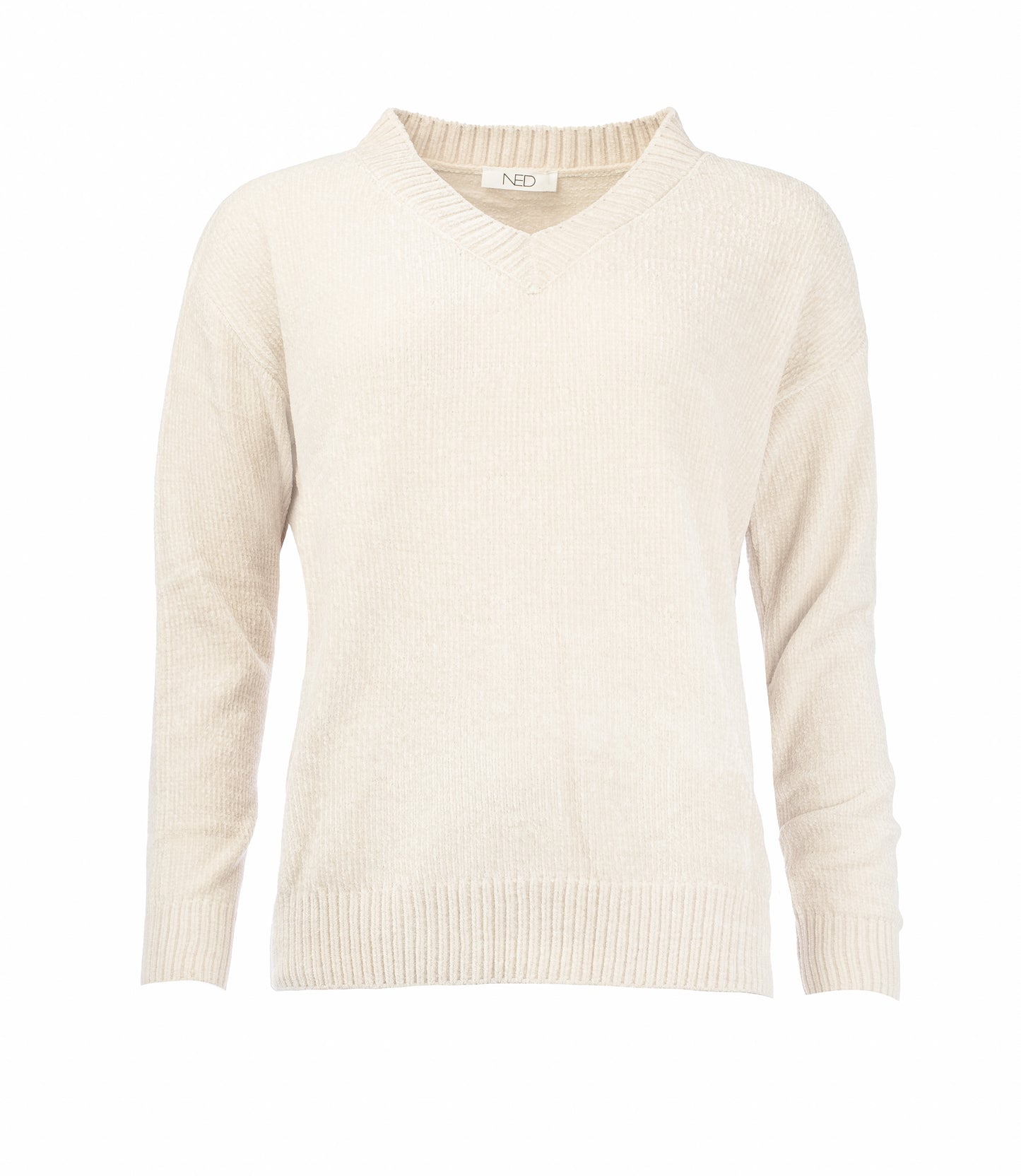 Simon Plain LS Heavy Chenille Knit | Ecru