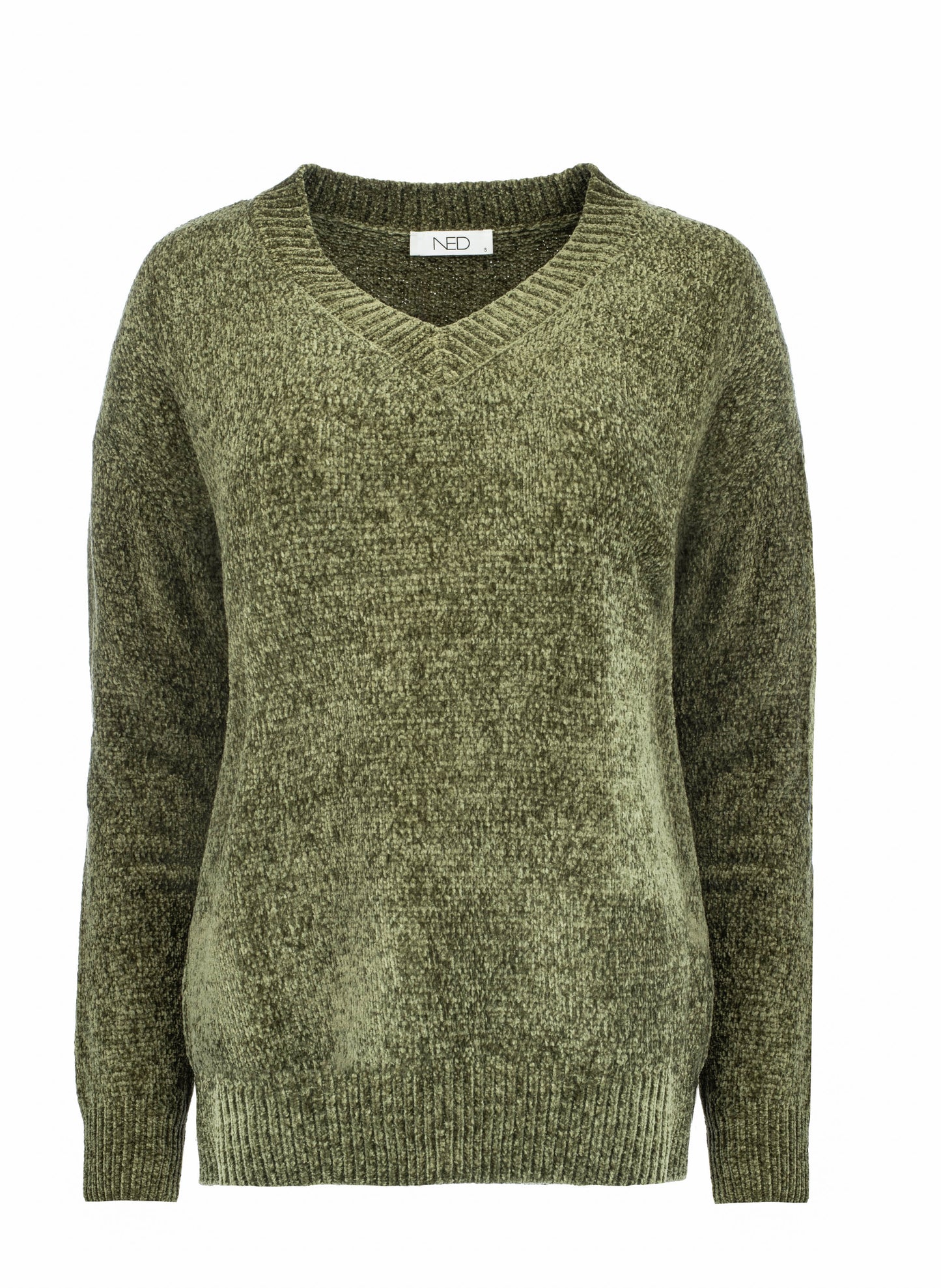 Simon Plain LS Heavy Chenille Knit | Dusty Olive