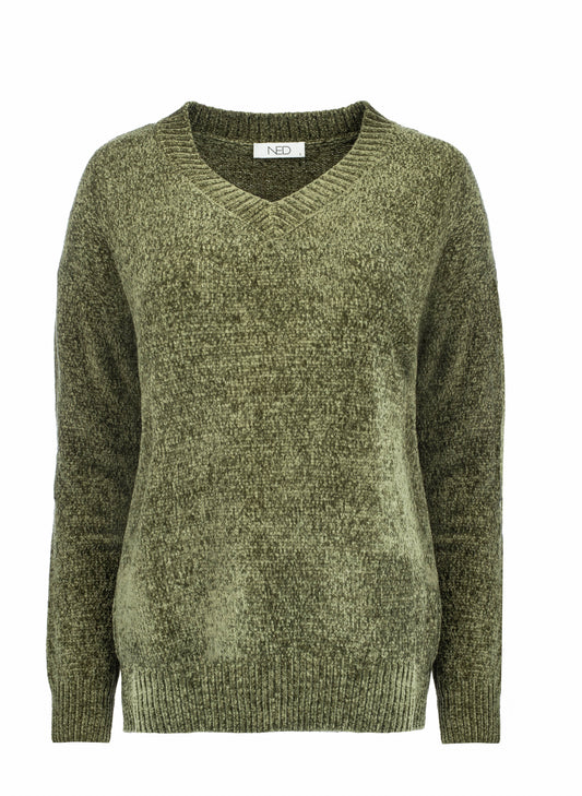 Simon Plain LS Heavy Chenille Knit | Dusty Olive