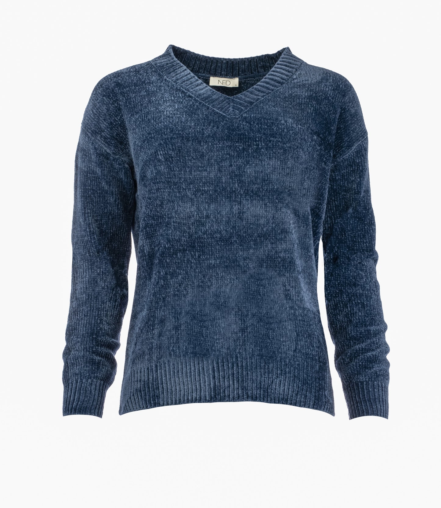 Simon Plain LS Heavy Chenille Knit | Medival Blue