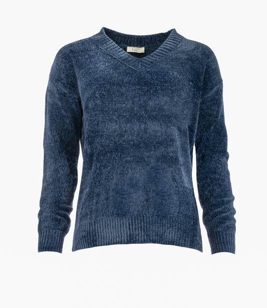 Simon Plain LS Heavy Chenille Knit | Medival Blue