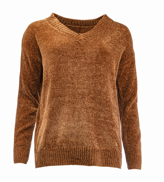 Simon Plain LS Heavy Chenille Knit | Hot Fudge