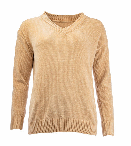 Simon Plain LS Heavy Chenille Knit | Cuban Sand