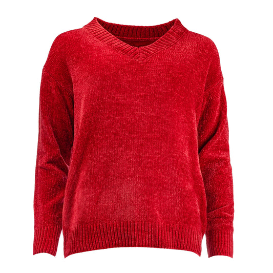 Simon Plain LS Heavy Chenille Knit | Burgundy