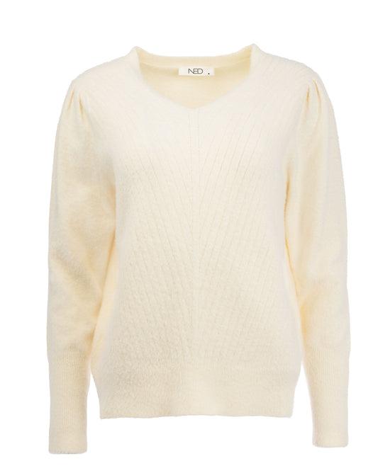 Belins LS-RMJ Furry Knit | Ecru