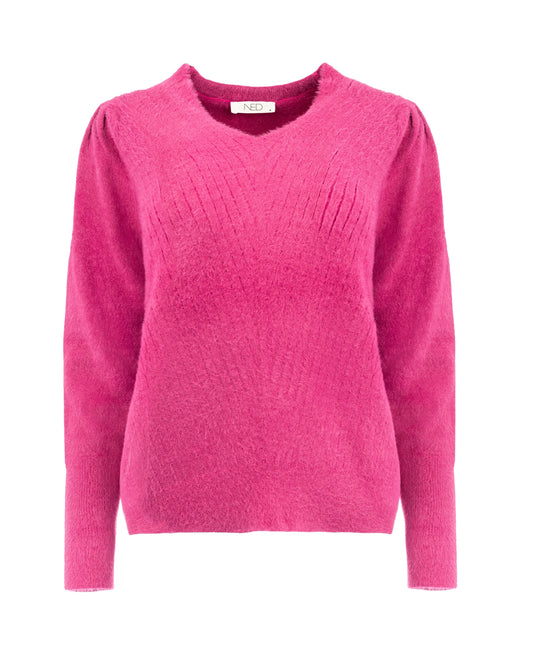 Belins LS-RMJ Furry Knit | Fuchsia Red