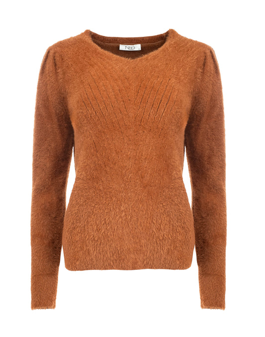 Belins LS-RMJ Furry Knit | Butterum brown