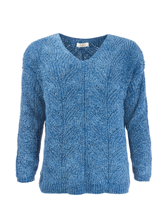 Olney LS-RML Heavy Chenille Knit | Bright Cobalt