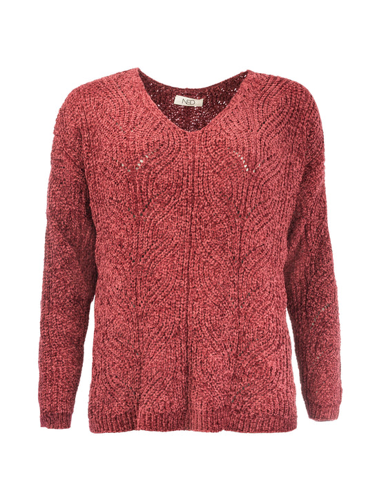 Olney LS-RML Heavy Chenille Knit | Beet Red