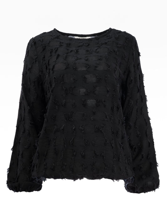 Delina LS NB  Fringe Forms Voile | Black