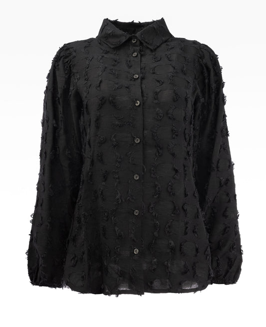 Mayliera LS Fringe Forms Voile | Black