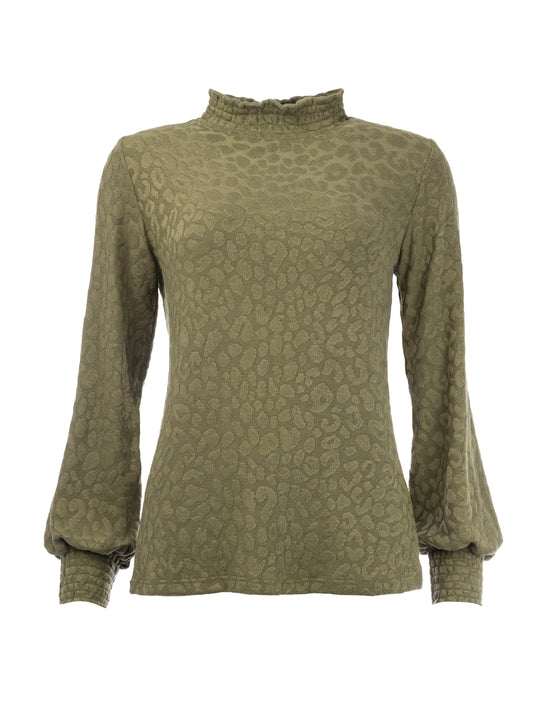 Smock LS TR Animal Jacquard Knit | Army