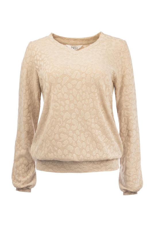 Veraya LS Animal Jacquard Knit | Sand